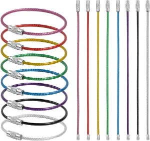 16 Pack Stainless Steel Keychain Set - 2mm Coil Diameter 6in Key Chain for Hanging Luggage Tag, Keyrings, Kitchen utensils, Small Accessories(8 Colors)