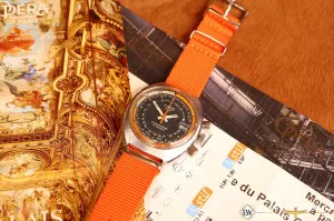 1970's Vintage Oris Star ChronOris Chronograph Cal 725 Rare Orange Dial Watch