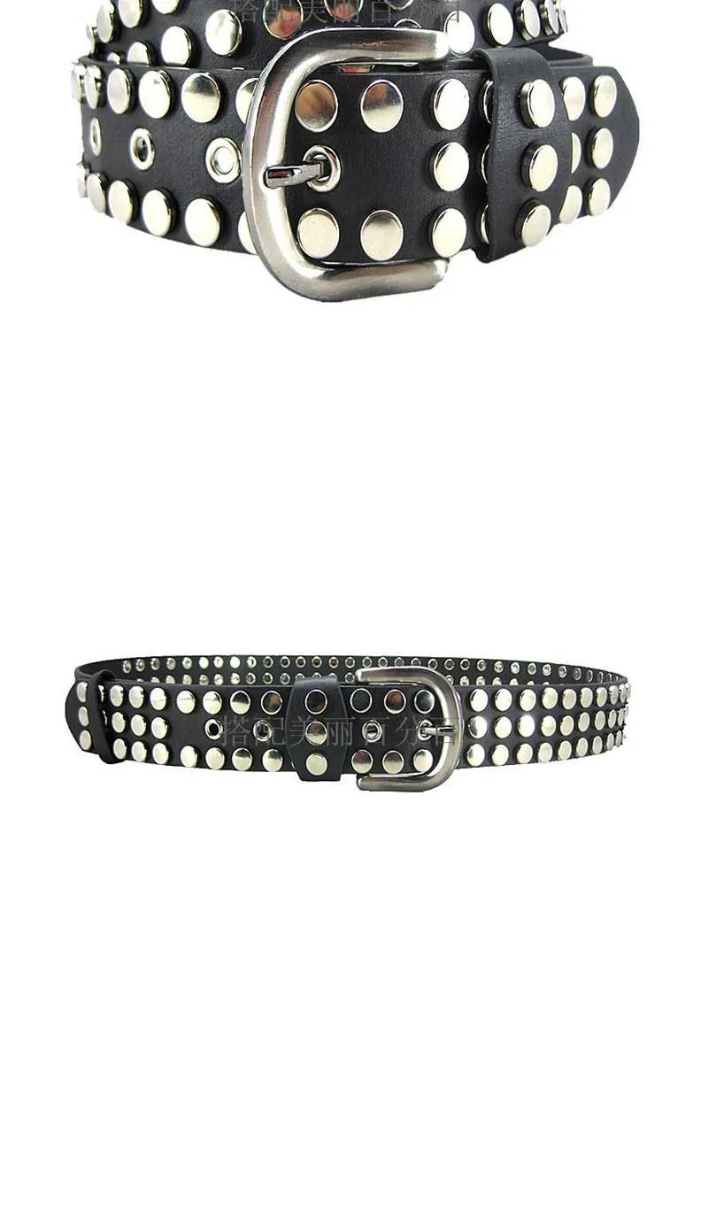 1977 Punk Style Belt with Flat Round Rivets