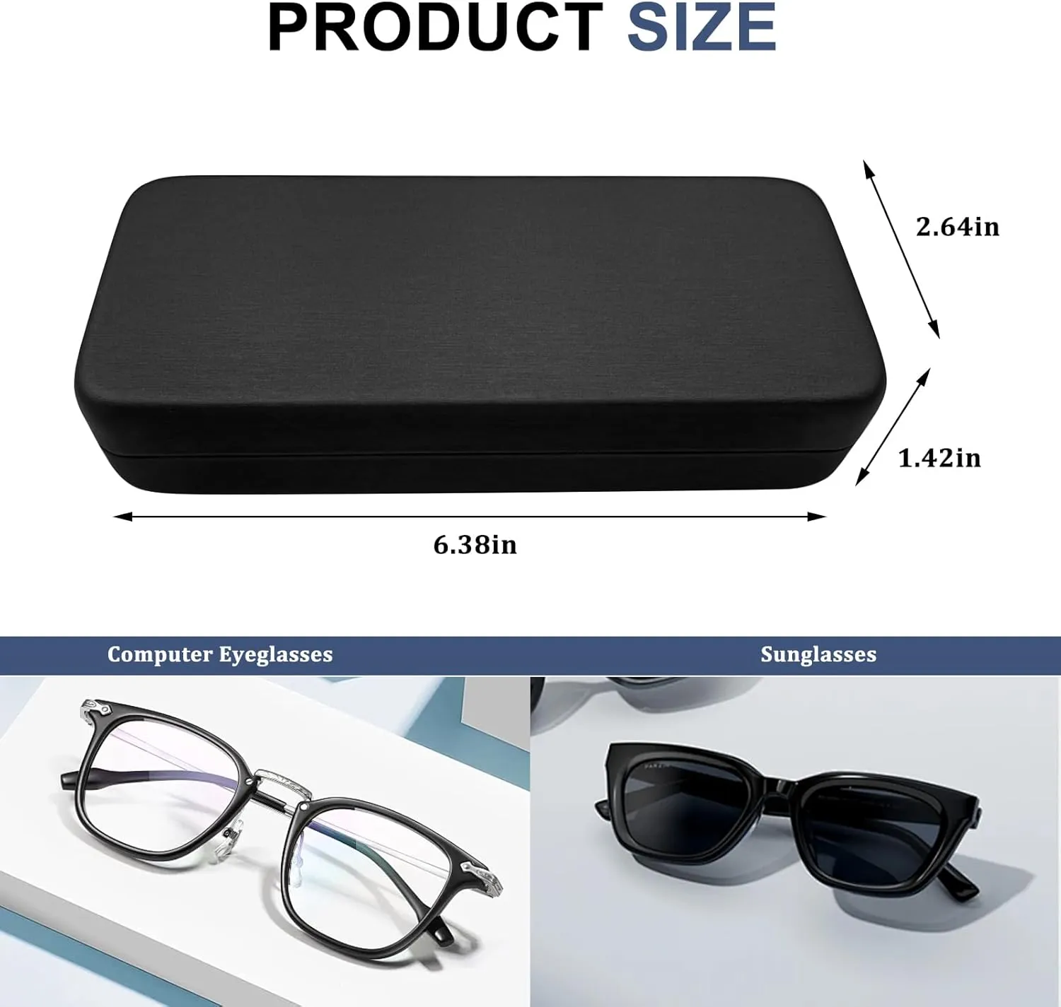 2 Pcs Hard Shell Eyeglass Case,Glasses Case Hard Shell,PU Leather Glasses Case,Hard Glasses Case