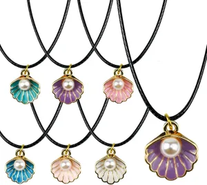 36 Pack Mermaid Shell Necklace Summer Pink Shell Mermaid Party Gift Decor for Princess Under The Sea Birthday Themed Party Little Girls Gift Bag School Rewards