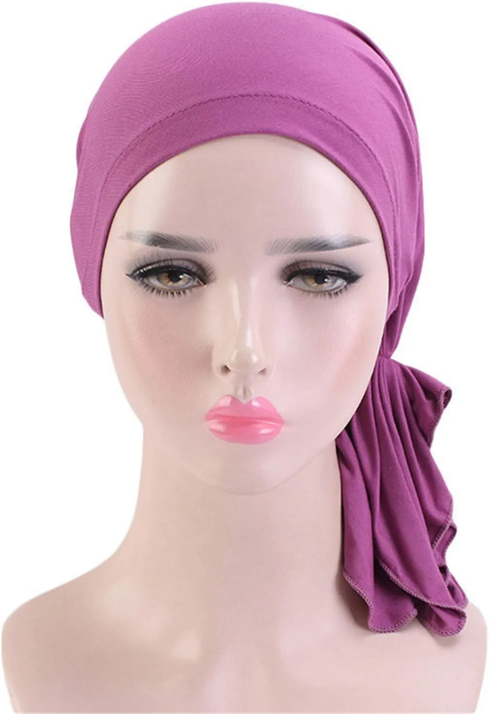 4 Pieces Pre Tied Head Scarves Slip On Beanies Chemo Covers Cap for Women