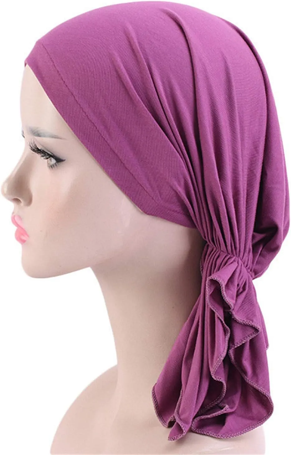 4 Pieces Pre Tied Head Scarves Slip On Beanies Chemo Covers Cap for Women