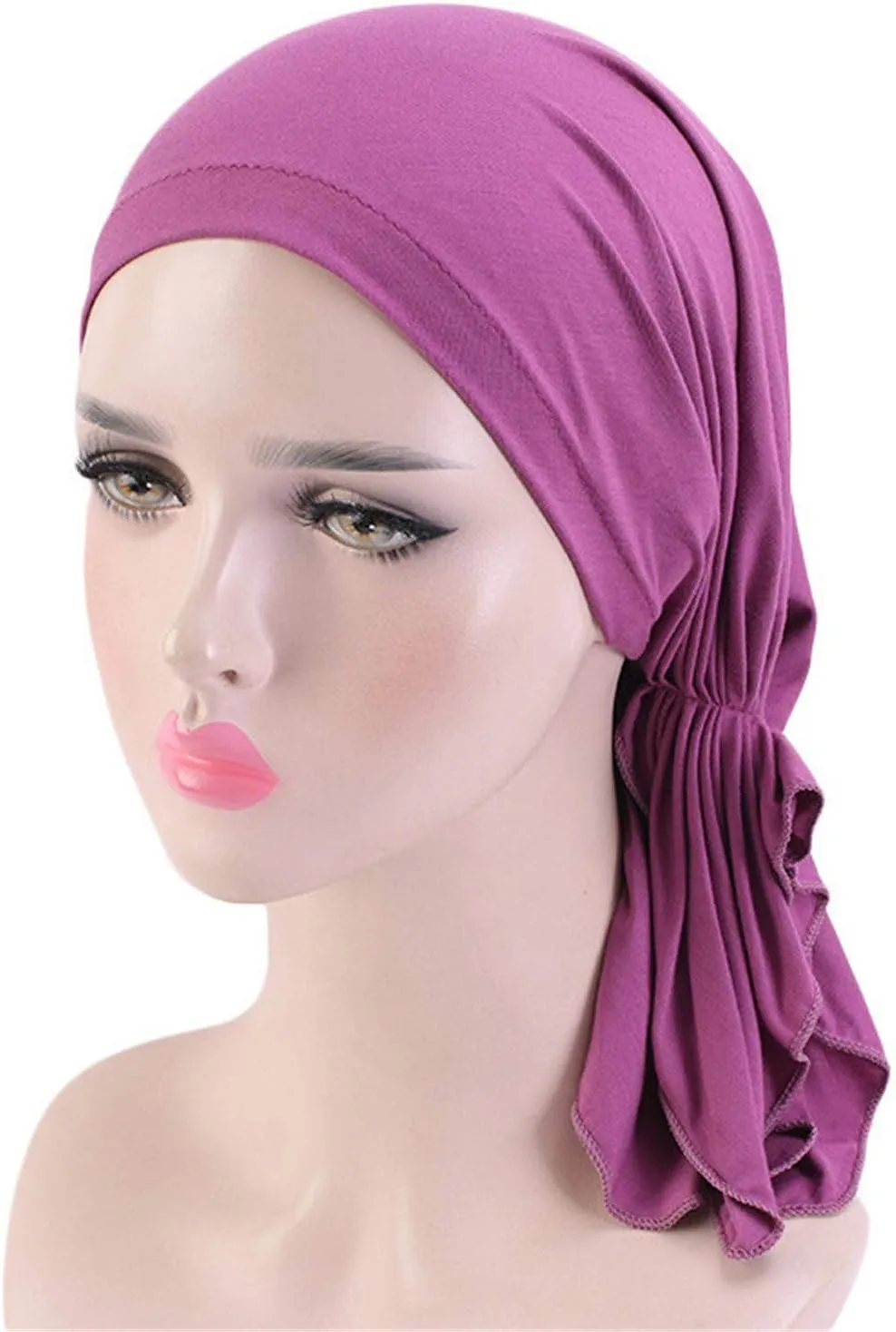 4 Pieces Pre Tied Head Scarves Slip On Beanies Chemo Covers Cap for Women