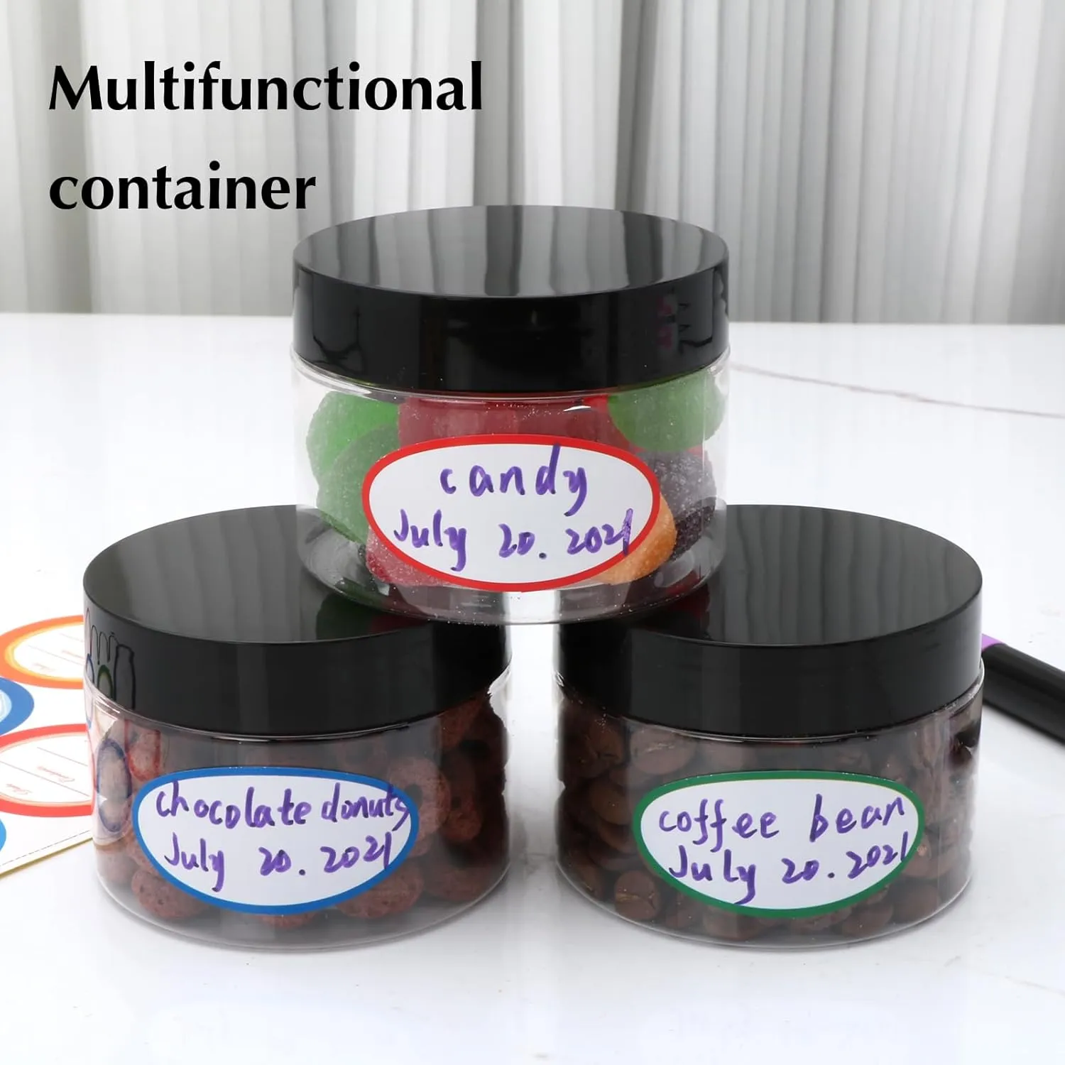 54 Pack 4oz Plastic Containers with Lids, Plastic Jars with lids, Jars with Lids for Makeup, Body Butter,Cream, Ointments, Travel Storage,Honey Jam, Cream, Butter, Lotion