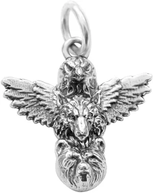 925 Sterling Silver Eagle Wolf Bear Totem Pole Pendant Charm Traditional Tribal American Indian Fit Necklaces European Bracelet