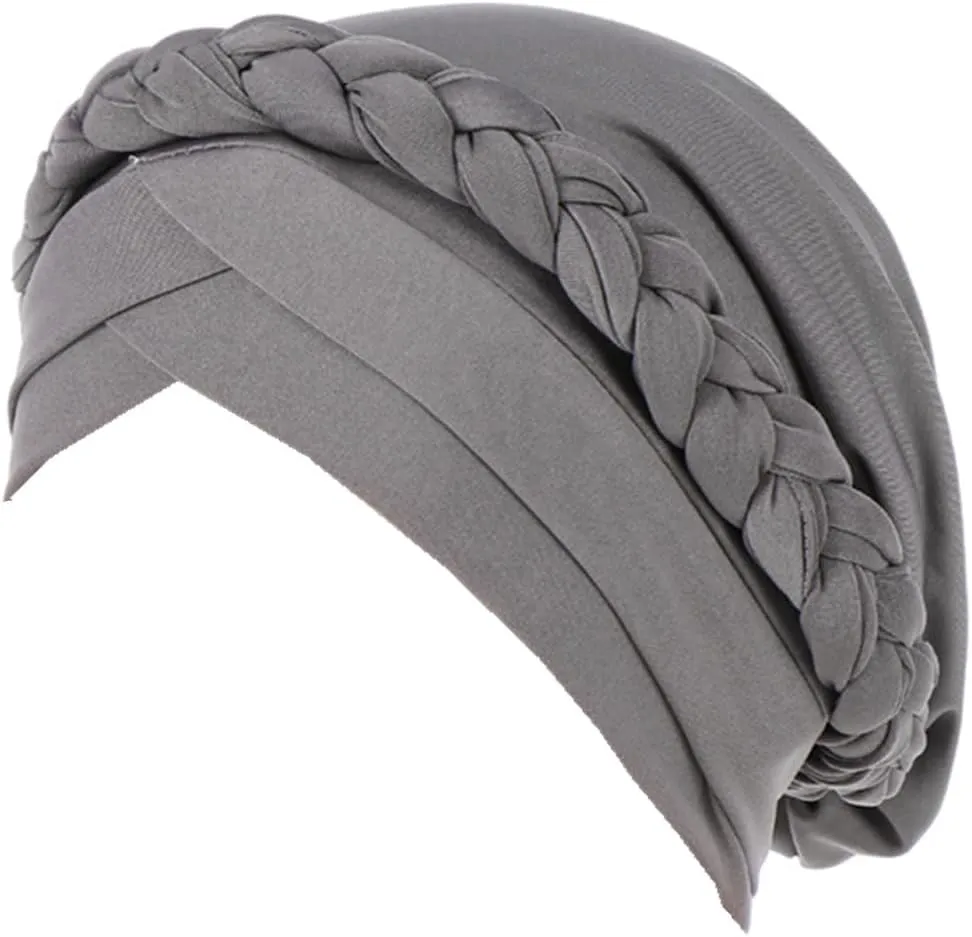African Women Turban Hats - Braid Twist Solid Caps Pre Tied Chemo Cancer Headscarf Headwrap Hair Cover