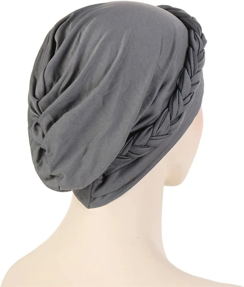 African Women Turban Hats - Braid Twist Solid Caps Pre Tied Chemo Cancer Headscarf Headwrap Hair Cover