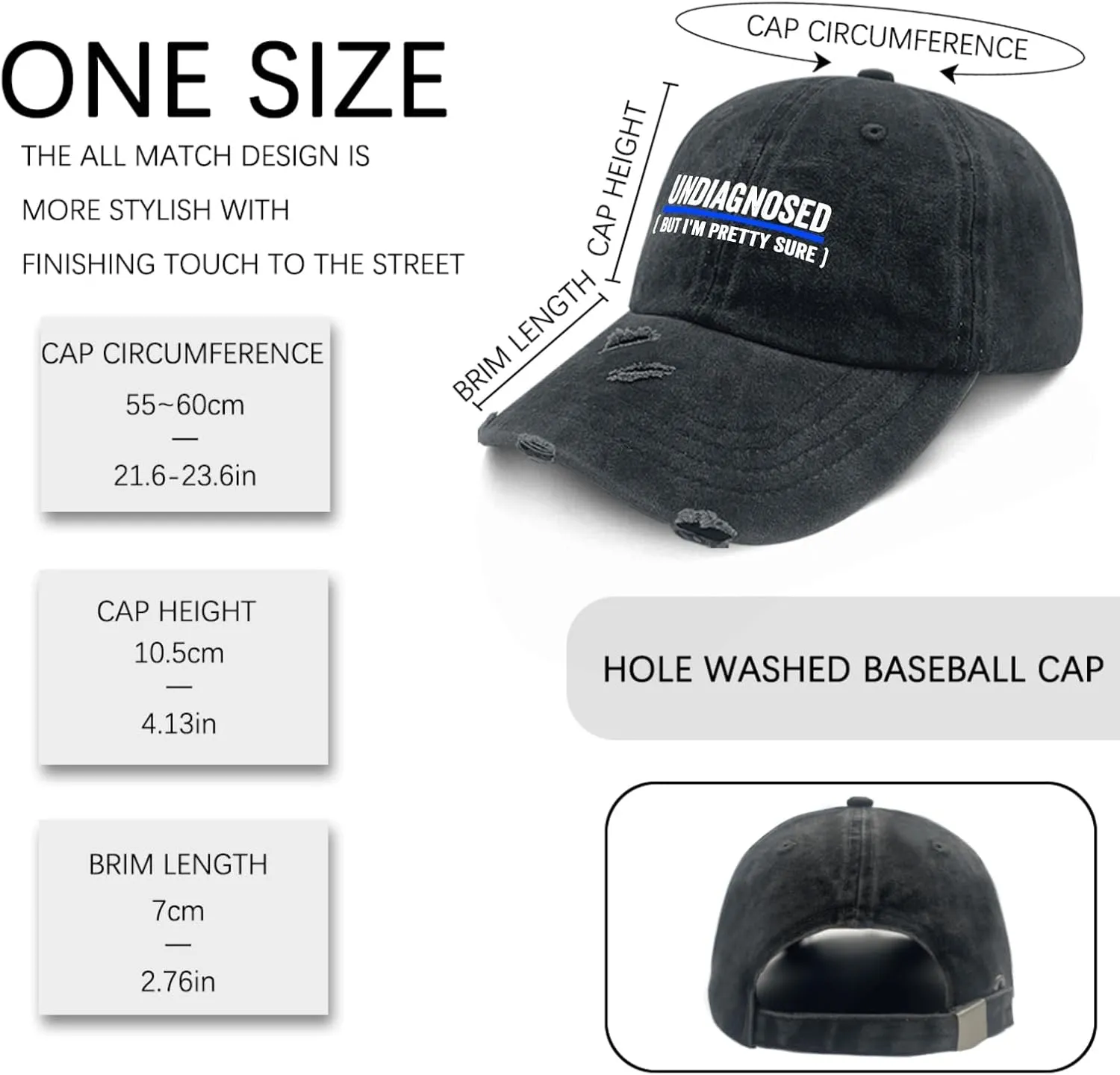 Announcement,Undiagnosed, But I'm Pretty Sure Hat for Men Funny Washed Distressed Baseball Caps