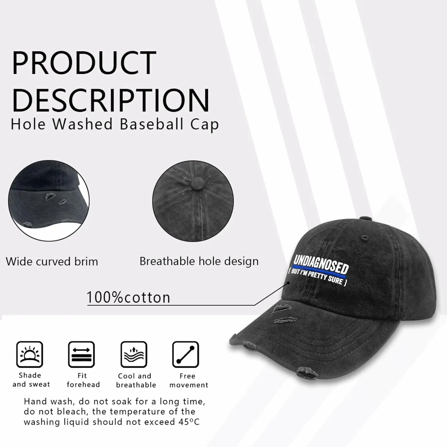 Announcement,Undiagnosed, But I'm Pretty Sure Hat for Men Funny Washed Distressed Baseball Caps