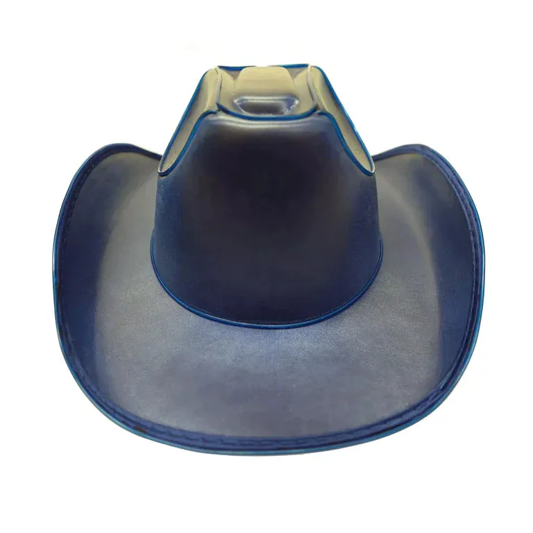 Blue EL Wire Light Up Plain Fabric Cowboy Hat - Pack of 3 Hats