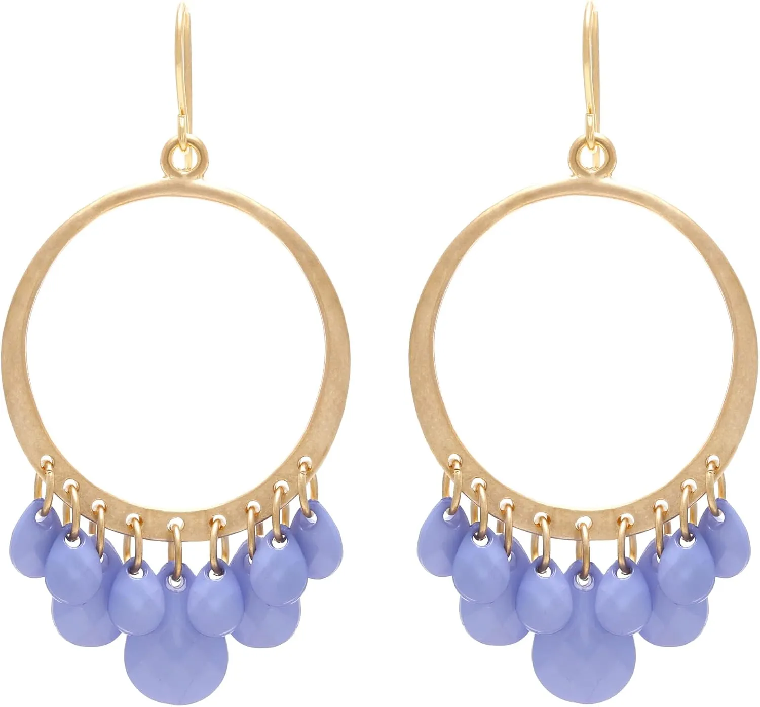 Bonaluna Boho Chic Collection of Multi-Bead Tassel & Circle Hoop Dangle Drop Earrings for Women