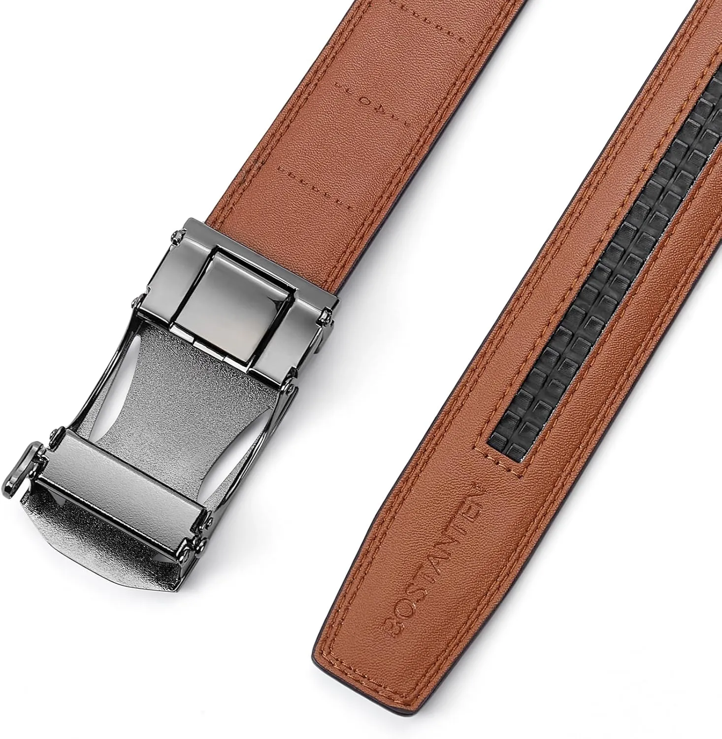 BOSTANTEN Mens Belt Leather Ratchet Belt For Men Dress and Casual with Adjustable Buckle, Trim to Fit