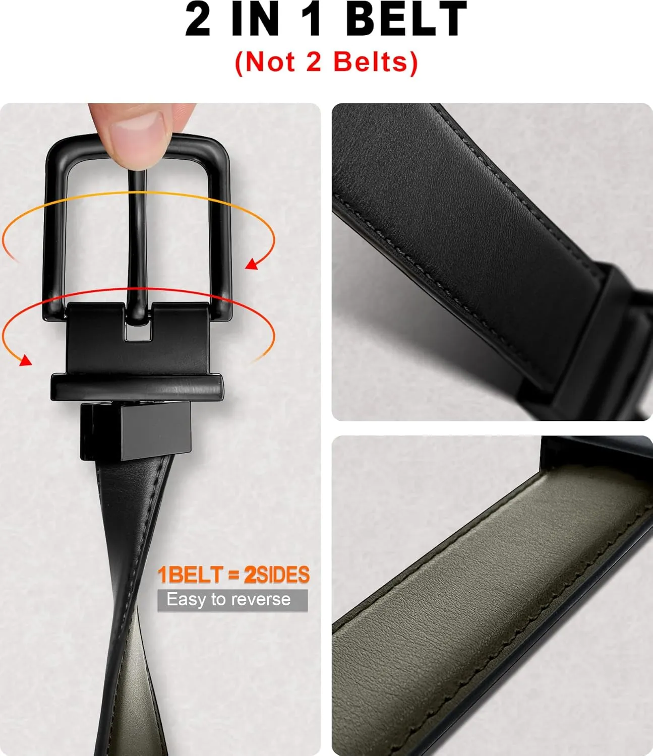 BULLIANT Men's Belt,Reversible Belt Adjustable For Gift Men 1.25??Cut For Fit-2 Sides in 1 Belt(Not 2)