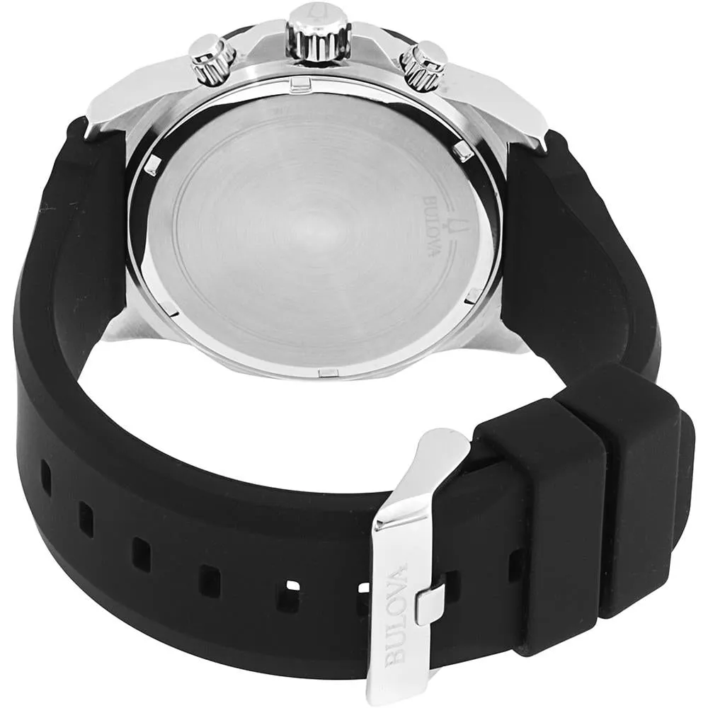 Bulova 98B258 Marine Star Blue Dial Black Silicone Strap Chronograph Men Watches