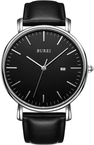 BUREI Men Wrist Watches Fashion Minimalist Analog Quartz Waterproof Watches for Men