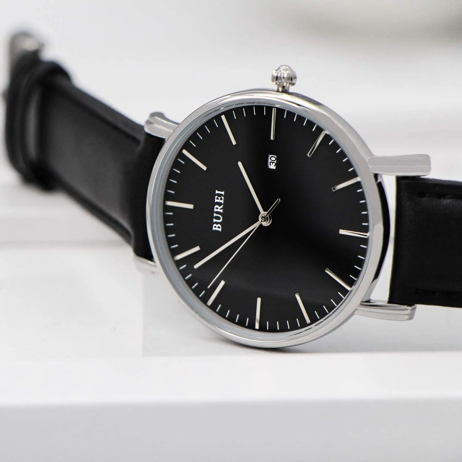 BUREI Men Wrist Watches Fashion Minimalist Analog Quartz Waterproof Watches for Men