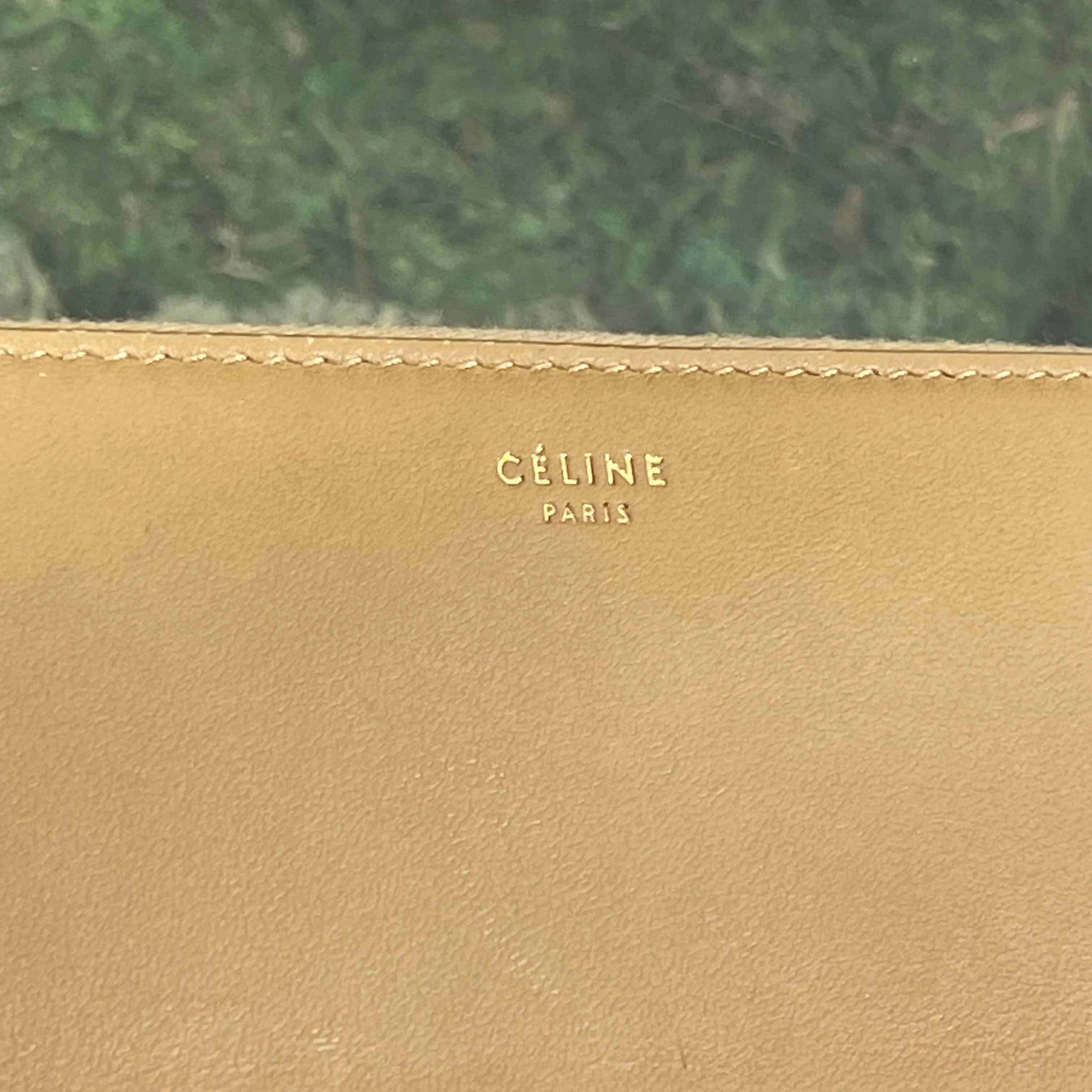 CELINE Gold & Red Colorblock Zip Around Wallet
