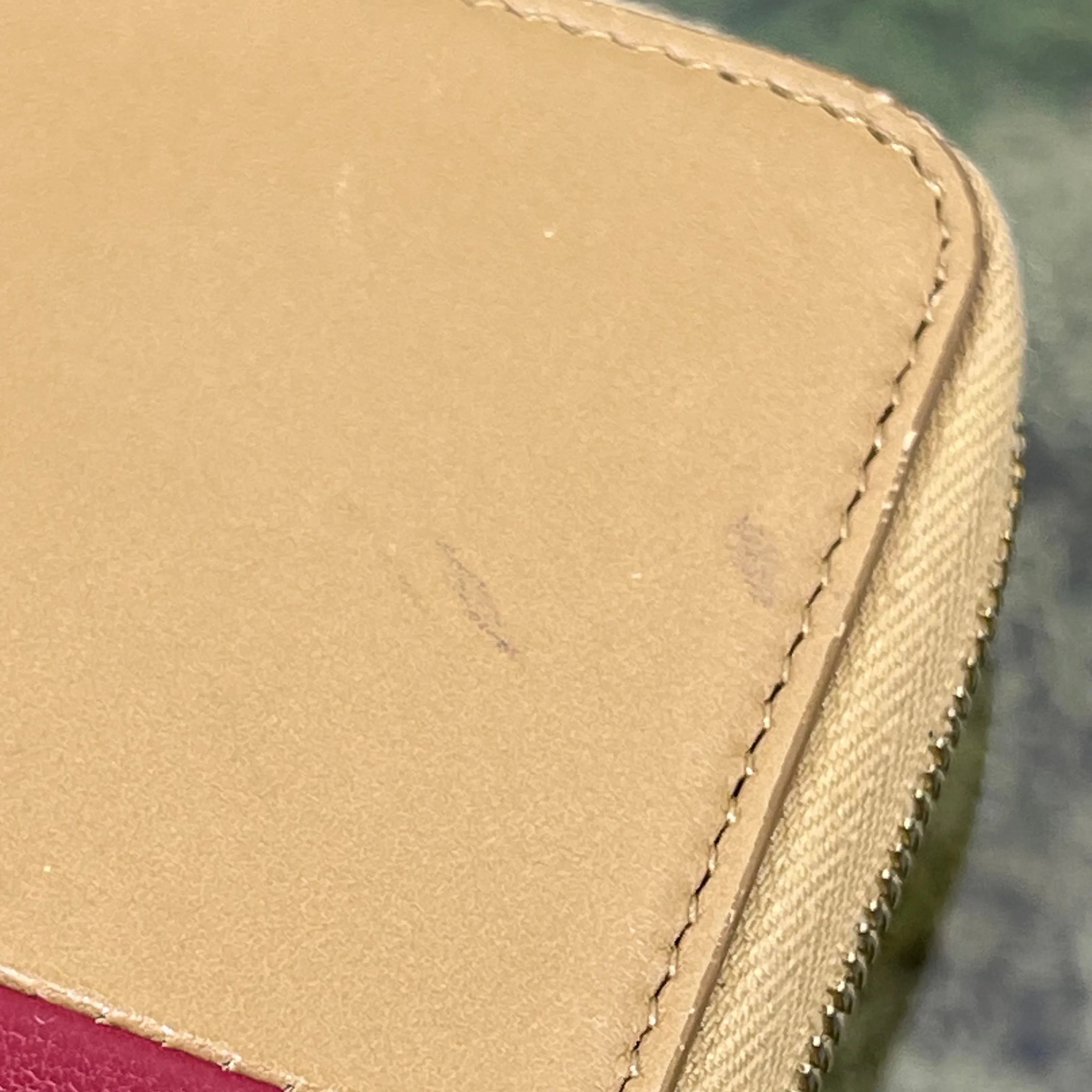 CELINE Gold & Red Colorblock Zip Around Wallet
