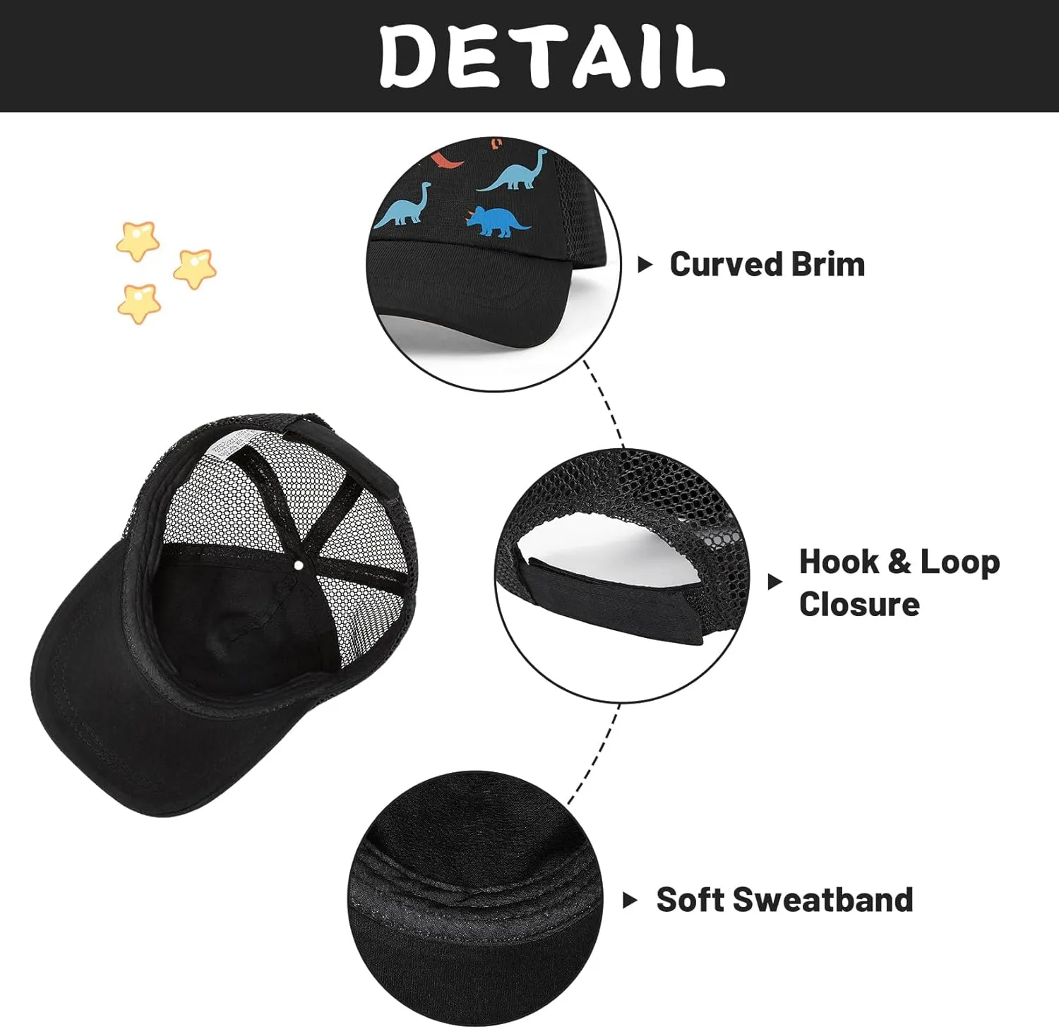 Century Star Mesh Toddler Baseball Hat Baby Boy Sun Protection Beach Cap Infant Toddler Trucker Hats Adjustable Kids Hat
