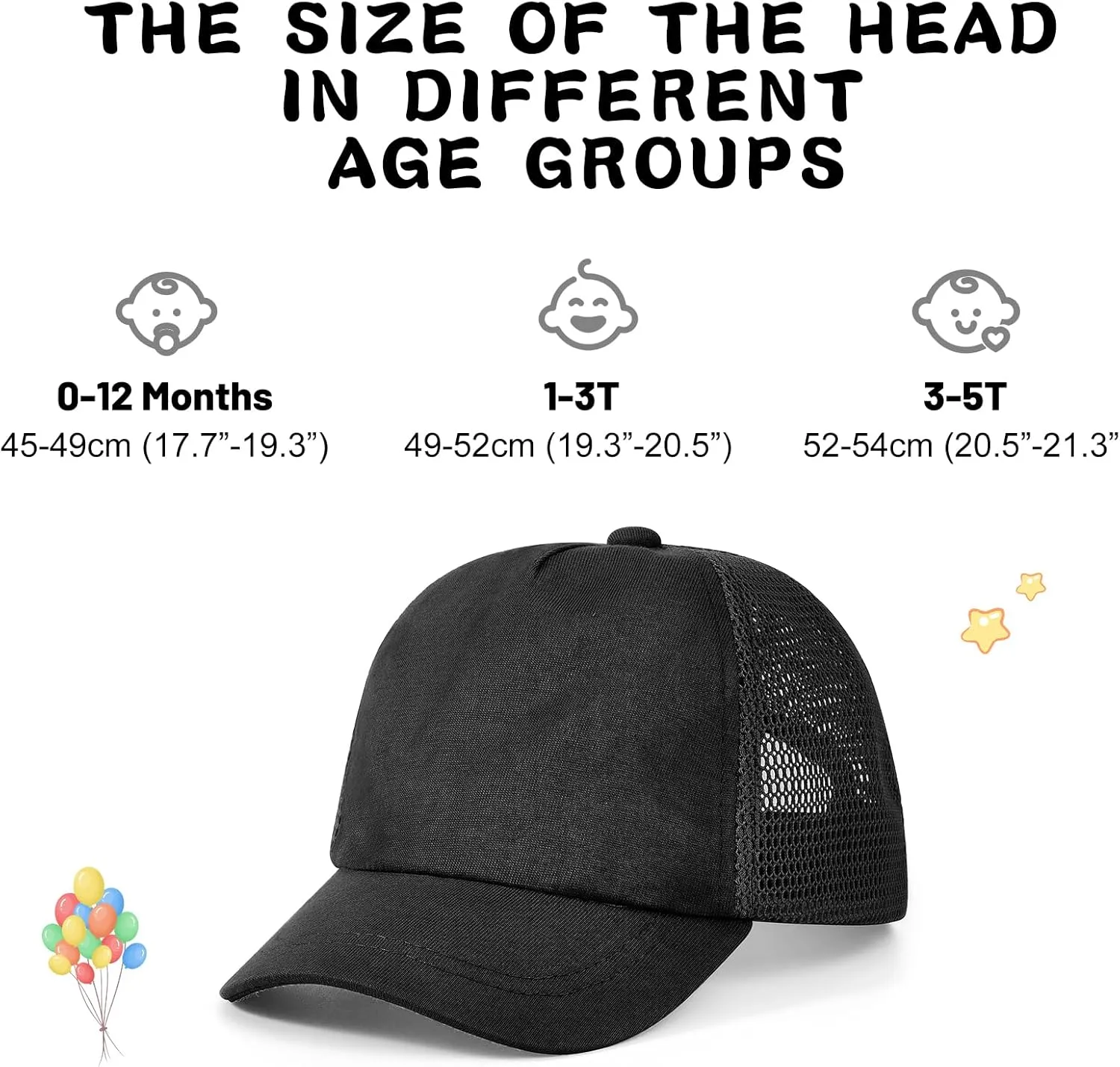 Century Star Mesh Toddler Baseball Hat Baby Boy Sun Protection Beach Cap Infant Toddler Trucker Hats Adjustable Kids Hat