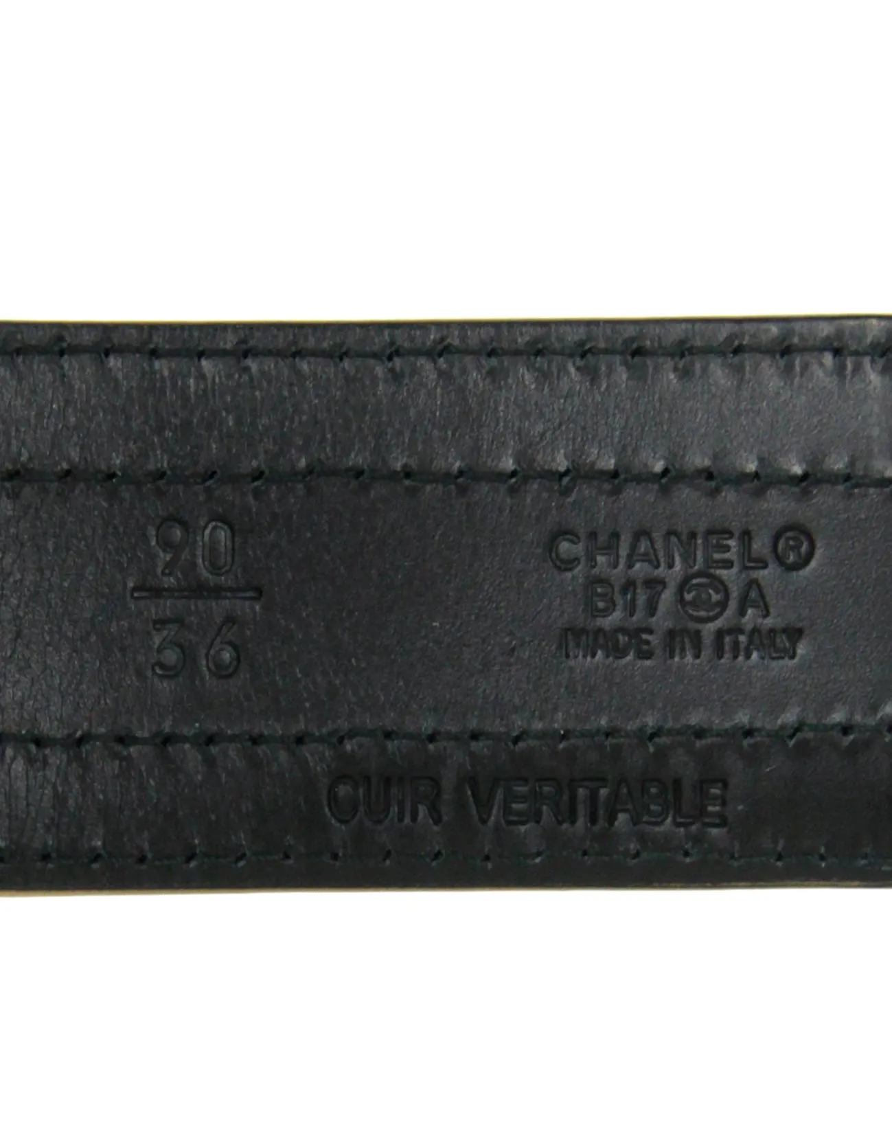 Chanel NWT Black Leather & Grosgrain Pearl Belt sz 90