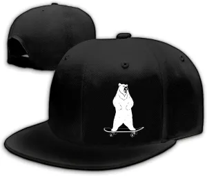 Chef Hat for Men Snapback Hats Funny Flat Bill Hat for Boy Women Adjustable Snap Pack Baseball Cap Black