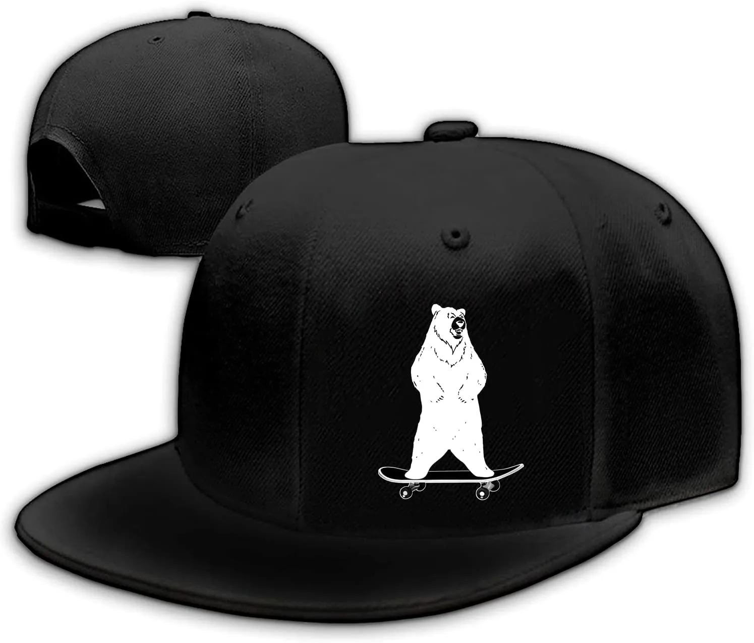 Chef Hat for Men Snapback Hats Funny Flat Bill Hat for Boy Women Adjustable Snap Pack Baseball Cap Black