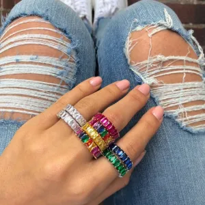 Chicmy-Charm Rhinestone ins Jewelry CZ Gold Lady Rainbow Rings