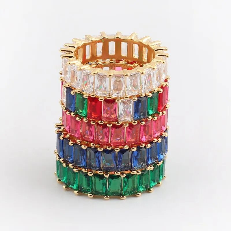 Chicmy-Charm Rhinestone ins Jewelry CZ Gold Lady Rainbow Rings