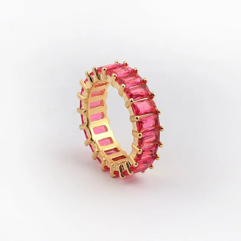 Chicmy-Charm Rhinestone ins Jewelry CZ Gold Lady Rainbow Rings
