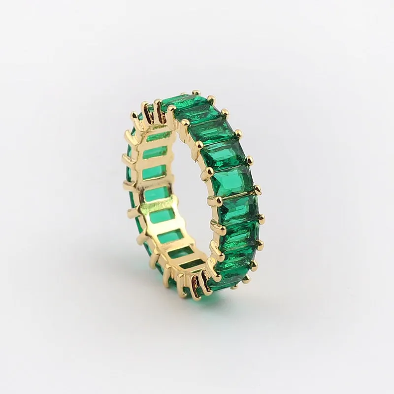 Chicmy-Charm Rhinestone ins Jewelry CZ Gold Lady Rainbow Rings