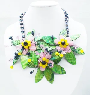 classic!!!  Shell /crystal   Bride Wedding. Flower necklace 20"|Choker