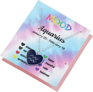 COLORFUL BLING Zodiac Necklace for Women 12 Constellation Sign Pendant Necklace Heart Color Changing Necklace Temperature Sensing Mood Necklace Astrology Horoscope Necklace