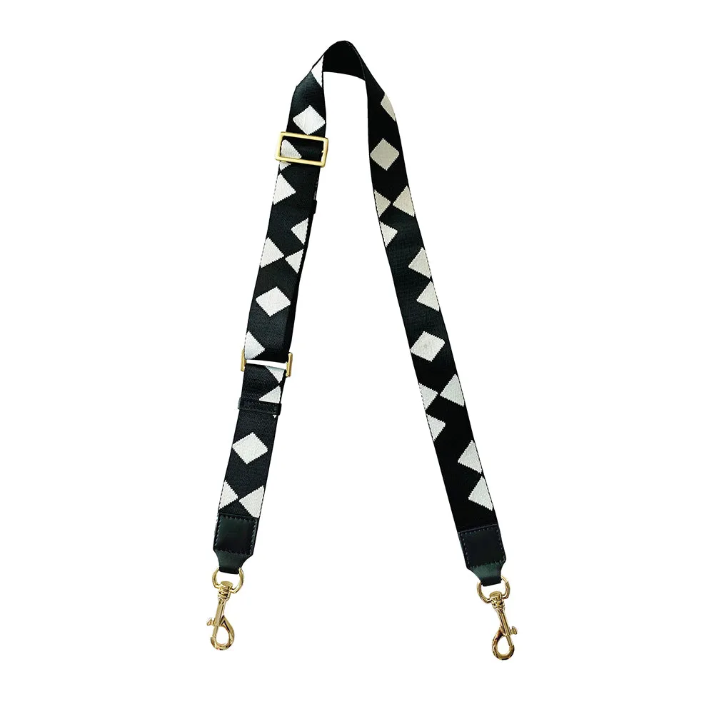 Convertible Strap/Bag Accessories Black and White Checkers Thin Strap