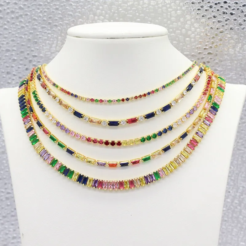 CZ Shiny Waterdrop Choker Drop Charm Necklaces