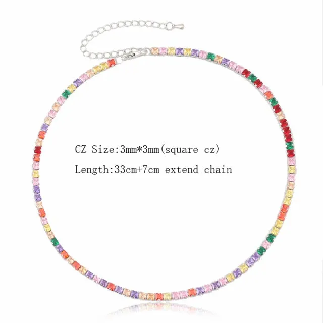 CZ Shiny Waterdrop Choker Drop Charm Necklaces