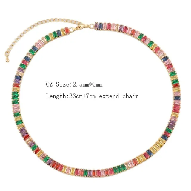 CZ Shiny Waterdrop Choker Drop Charm Necklaces