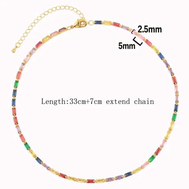 CZ Shiny Waterdrop Choker Drop Charm Necklaces