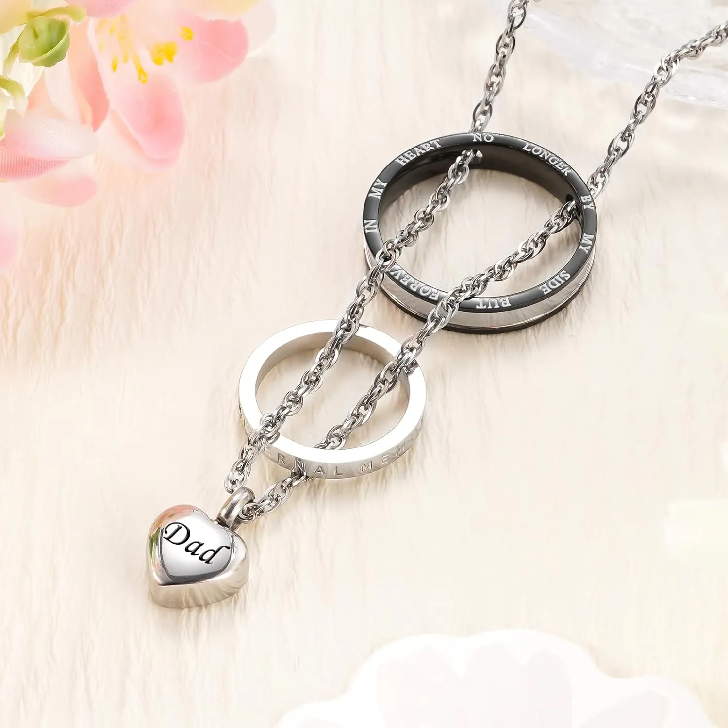 Dletay Urn Necklace for Ashes Stainless Steel Cremation Jewelry Memorial Ash Necklace for Men Women Urn Pendant Ashes Holder
