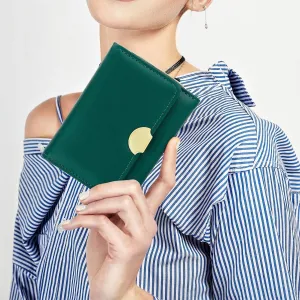 DOB SECHS Small Rfid Card Wallet for Women Slim Leather Trifold Wallet Purse with Coin Zipper Pocket for Girls Female Teen Cute Card Holder, Green