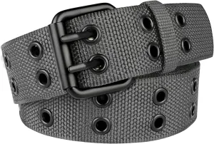 Double Prong Belt Plus Size 39 to 71'' Black Grommet Nylon Belts for Men Women Unisex
