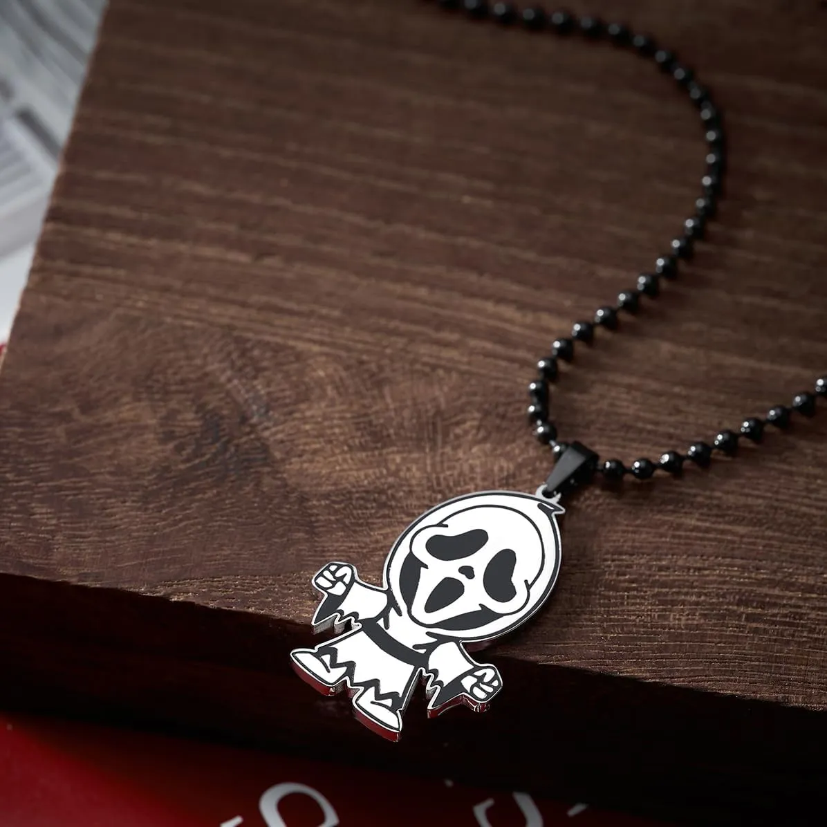 Eilygen Horror Movie Inspired Necklace Horror Movie Clown Ghost Skull Pendant Funny Hallowaen Gift