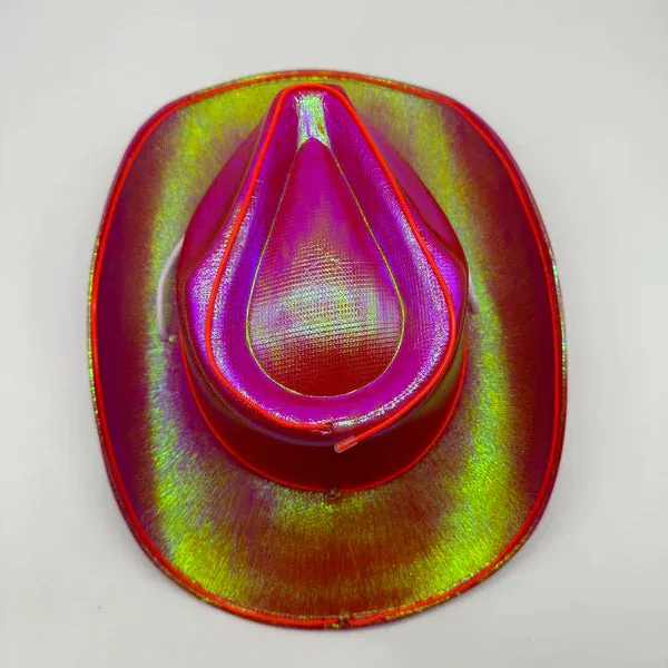 EL WIRE Light Up Iridescent Space Red Cowboy Hat - Pack of 36 Hats