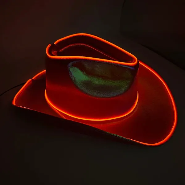 EL WIRE Light Up Iridescent Space Red Cowboy Hat - Pack of 36 Hats