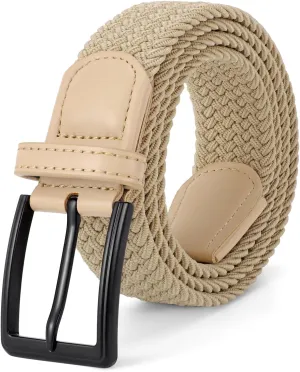 Elastic Braided Belt Mens Golf Belts No-Hole Design Lightweight Breathable Woven Stretch Belt for Golf Casual