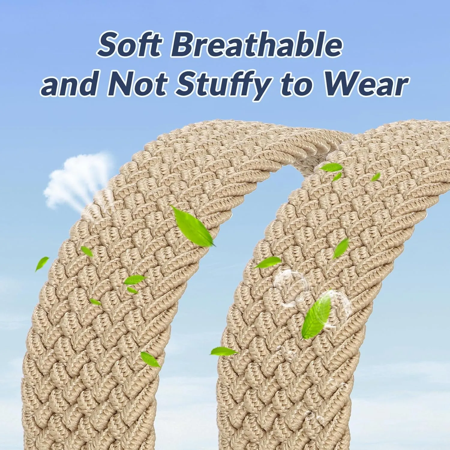Elastic Braided Belt Mens Golf Belts No-Hole Design Lightweight Breathable Woven Stretch Belt for Golf Casual