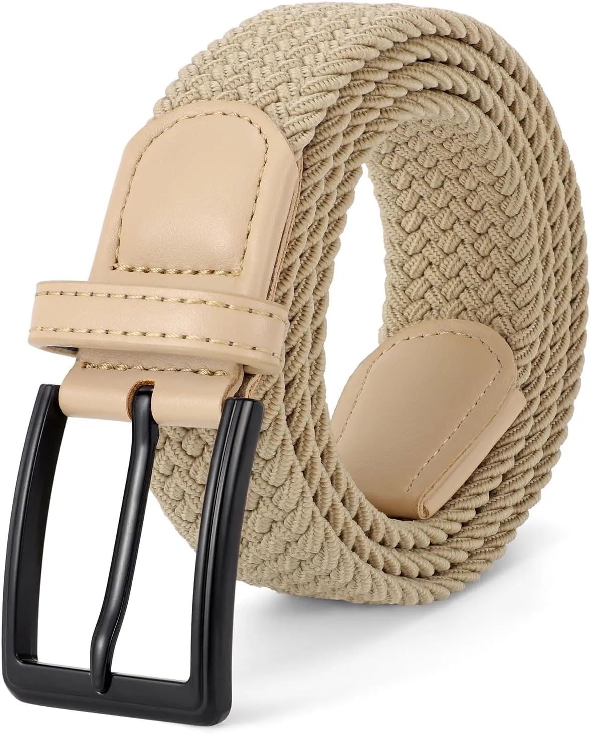 Elastic Braided Belt Mens Golf Belts No-Hole Design Lightweight Breathable Woven Stretch Belt for Golf Casual