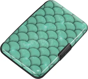 ELFISH RFID Blocking Credit Cards Holder Aluminum Wallet Metal ID Case for Men Women (Blue Scales)