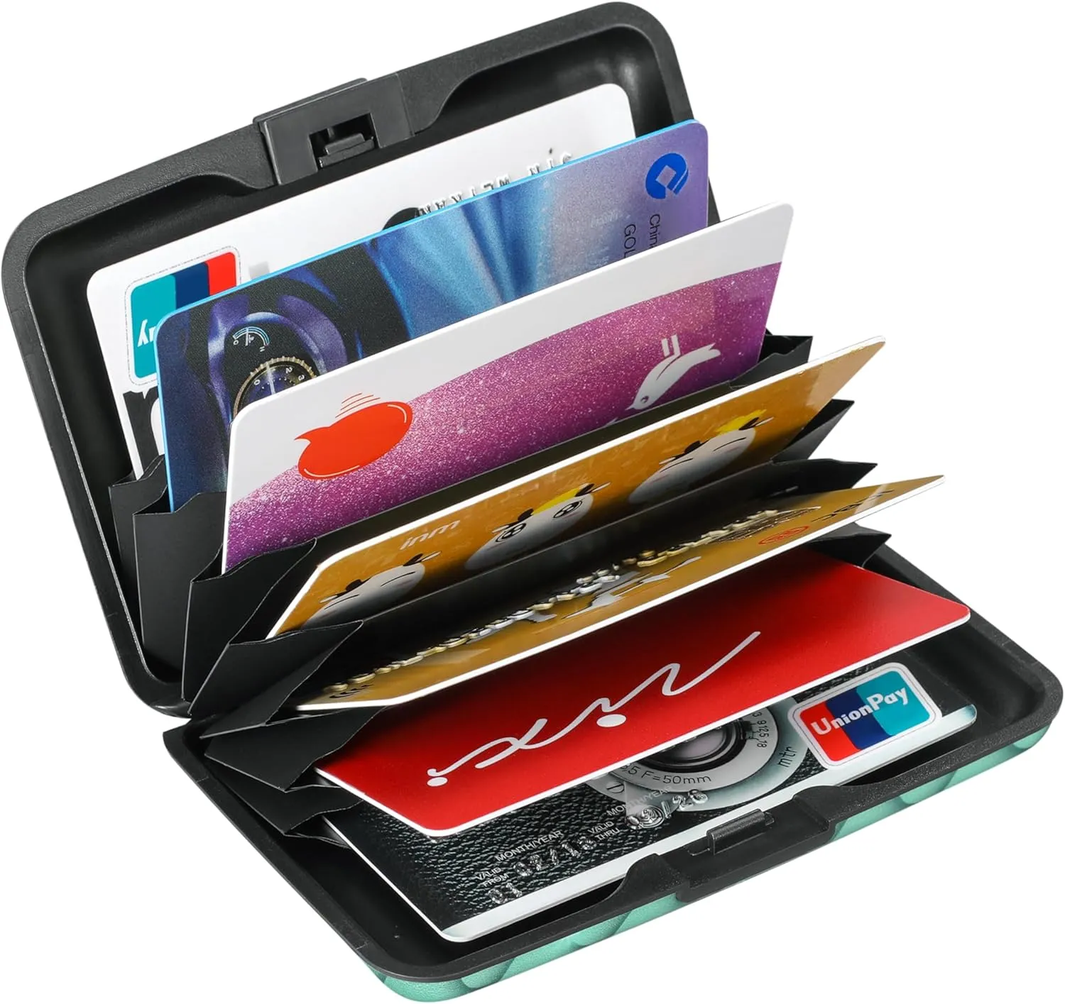 ELFISH RFID Blocking Credit Cards Holder Aluminum Wallet Metal ID Case for Men Women (Blue Scales)